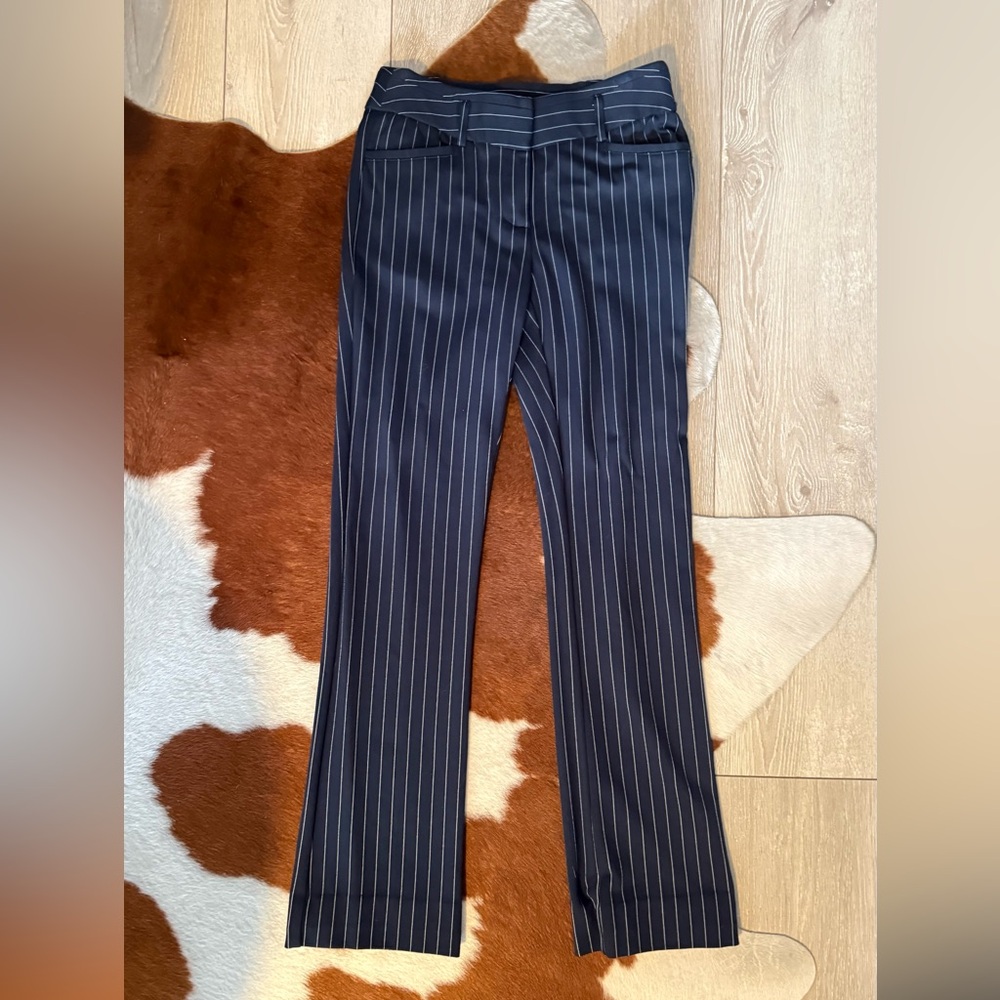 Amanda & Chelsea Dark Blue Striped Dress Pants